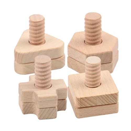 Beech Baby Toys Screw Nut Wooden Building Block Early Education Geometry Hugis Pagtutugma ng Laruang Fine Motor Skill Blocks para sa Toddler