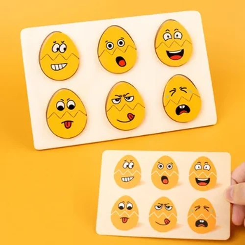 1 Setha Ukuveza Okujabulisayo I-Egg Wood Puzzle Blocks Kids Toy Early Education Izingane Amathoyizi e-Montessori Sensory