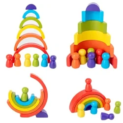 Giocattolo arcobaleno in legno per bambini fai-da-te, blocchi di equilibrio impilati arcobaleno in legno creativo, giocattolo per bambini, giocattoli educativi Montessori per bambini