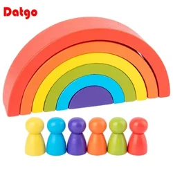 Montessori Vòm Cầu Hình Bán Nguyệt Rainbow Khối Xây Dựng Nhân Vật Phản Diện Bộ Đồ Chơi Gỗ Giáo Dục Cho Bé Màu Khối Nhận Thức Đồ Chơi Trẻ Em