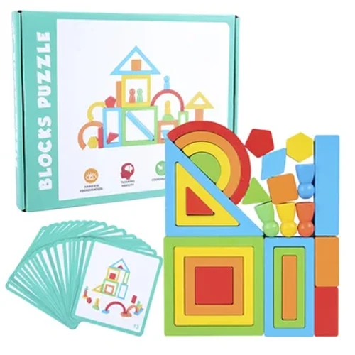 Holz Spillsaachen DIY Assembled Rainbow Bausteng Set Kanner Montessori Fréi Léieren Stack Balance Educatioun Spillsaachen