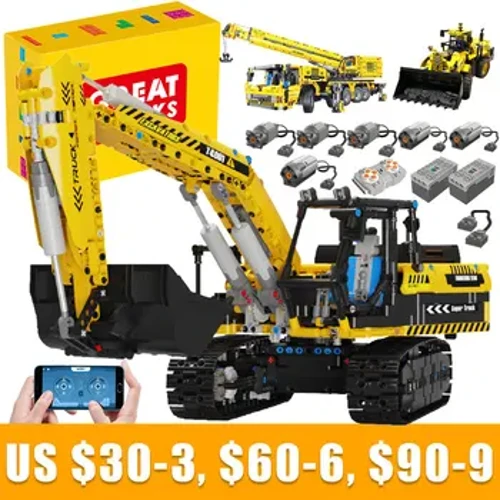 Teknisk bil Excavator -app Remote Control Moter Power T4001 Bricks Building Blocks Engineering Truck Toys Kids MOC SETS Gift