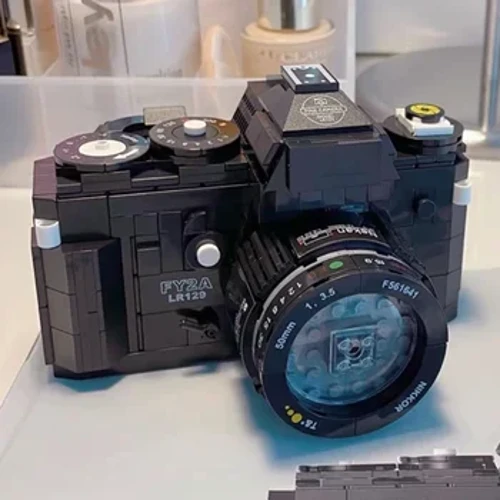 Black Advanced Digital SLR Ikhamera 3D Model DIY Mini Blocks Izitini Ukwakha Umshini Wevidiyo Ephathwayo Ephathwayo Amathoyizi Okudala Wezingane