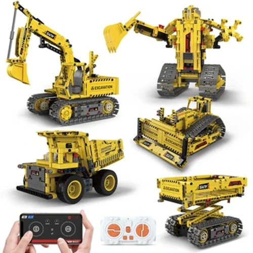 5 В 1Technical Car Excavator App Remote Control Power Bricks Blocks Blocks Engineering Truck Toys Kids Moc устанавливает подарок K96137