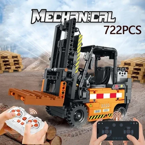 722PCS Isilawuli kude seForklift MOC Model Blocks Buildings Engineering Vehicle RC Car Assembly Technology Amathoyizi e-Electronic Bricks