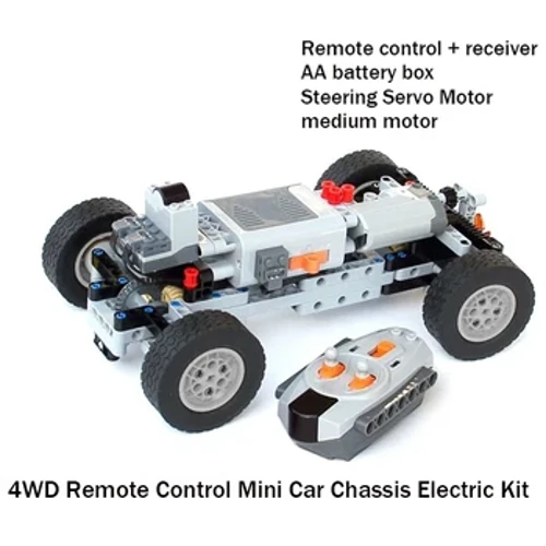 Technegol 4WD Pedair-Olwyn Drive Ceir Trydan Car Anghysbell Model Engine Modur MOC Gear Gwahaniaethol Teganau Bloc Adeiladu Hight-Tech