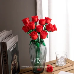 Romantis Rose Flower Bouquet Building Block Langgeng Model Majelis Plastik Plant Brick Home Decor Mother's Day Birthday R Gift