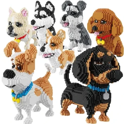 Blocs de construction d'animaux de dessin animé, jouet d'assemblage créatif pour chien et chat, Puzzle éducatif, jouet interactif Parent-enfant, Cartoo