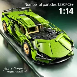 Technesch Racing Sport Auto 1280PCS Modell Bausteng Stad Mechanesch Speed ​​Gefier Supercar Brick Puzzel Spillsaachen Kid Erwuessener Cadeau