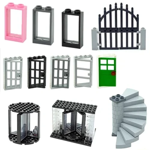 FAI DA TE Amici Della Città Giocattoli Casa MOC Parti Recinzione Scale Scaletta Cancello Building Blocks Porta Finestra Giardino Assemblare Mattoni Leduo