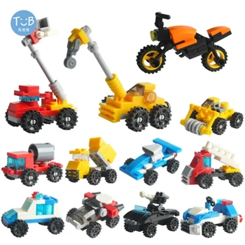 Mini Giao Thông Vận Tải Xe Đua Xe Kỹ Thuật Xe Máy Mô Hình Bộ Khối Xây Dựng Nhỏ Trẻ Em Lắp Ráp Đồ Chơi Giáo Dục