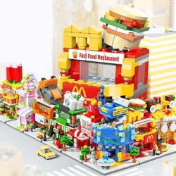 Направи си сам Architecture Store Street View Food House Building Blocks Kit Girls Bricks Classic Movie Model Детски играчки за деца