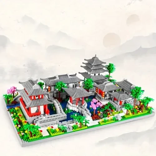 Suzhou garden tatlo sa isang sinaunang istilong arkitektura na may sapat na gulang na mataas na kahirapan malaking assembly block set ng laruang regalo ng kaarawan ng mga bata