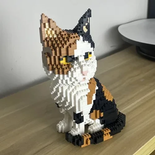 Конструктор Knew Built Adorable Cat Mini Model Blocks 4 виразні мордочки Варіант у помаранчевому та коров’ячому візерунках для дитячих іграшок і фанатів для домашніх тварин