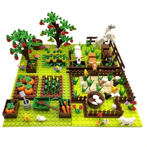MOC Farm Animals Trees Plants Building Blocks para sa mga Bata Compatible Classic Bricks Juguetes Bloques Base Plate Laruan para sa mga Bata
