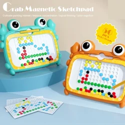 Magnetická tabuľa na kreslenie pre deti Veľká doodle s magnetickými korálkami a perom Roztomilý krab Montessori vzdelávacie hračky pre chlapcov dievčatá
