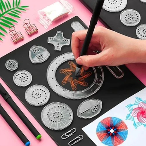 Spirograph Çizim Scratch Boyama oyuncak seti Birbirine Dişliler Tekerlekler Boyama Çizim Aksesuarları eğitici oyuncak Spirographs