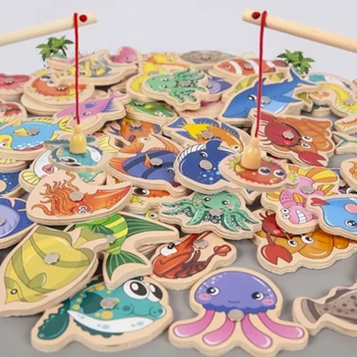 Montessori Đồ Chơi Câu Cá Bằng Gỗ Cho Trẻ Em Từ Sinh Vật Biển Nhận Thức Trò Chơi Cá Cha Mẹ-Con Tương Tác Đồ Chơi Giáo Dục