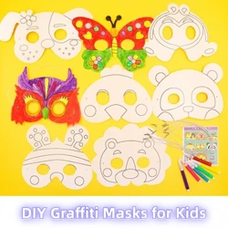 Phim hoạt hình động vật DIY Graffiti Art Crafts Mask Mặt nạ giấy đồ chơi trẻ em Quà tặng vẽ tay Chất liệu thẻ giấy trắng với bút màu