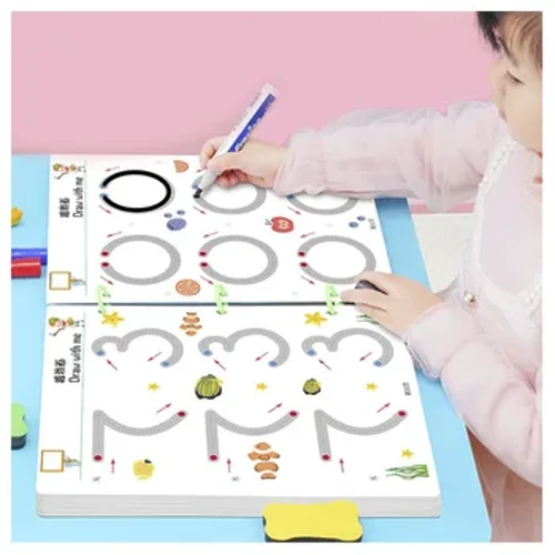 Kanner Montessori Zeechnen Spillsaachen Pen Kontroll Training Faarf Form Math Match Spill Set Puppelcher Léieren Pädagogesch Spillsaachen fir Kanner
