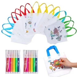 Hai Mặt Graffiti Túi Vải Không Dệt Trẻ Em Handmade Họa Tiết Chữ Màu Đồ Chơi Nhận Thức Màu Sắc Xếp Hình Quà Tặng Sinh Nhật TMZ