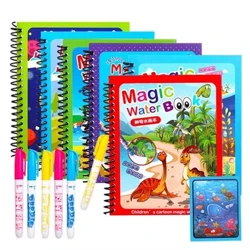 เด็กการศึกษาของเล่นMagicalหนังสือพร้อมปากกาวาดMontessoriของเล่นของขวัญReusable Coloring Book Magic Drawing Book