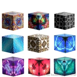 Ποικιλία γεωμετρικών αλλαγών Magnetic Magic Cube Anti Stress 3D Hand Flip Puzzle Cube Kids Stress Reliever Fidget Toy