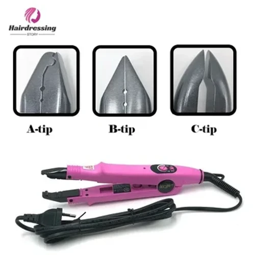 JR-611 A/B/C Tip Hoʻonui lauoho ʻoihana Fusion Iron Heat Connector Wand Iron Melting Tool+EU puka