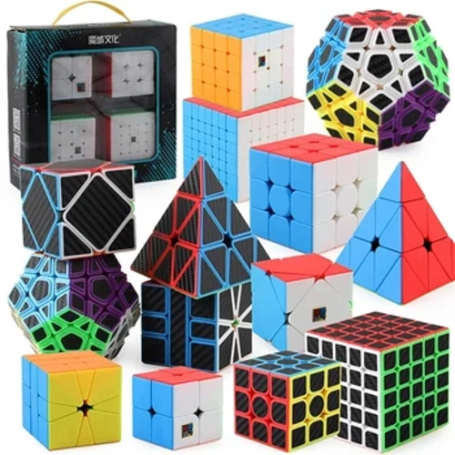 MoYu Cube presentförpackning 2x2 3x3 4x4 5x5 Magic Cube SQ-1 Speed ​​Cube Pusselspel Cube Carbon Fiber Sticker Cubo Present Present för barn