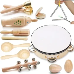 Nhạc Cụ Bằng Gỗ Cho Trẻ Em Montessori Đồ Chơi Giáo Dục Bằng Gỗ Tự Nhiên Nhạc Cụ Bộ Cho Bé Sơ Sinh 0 12M