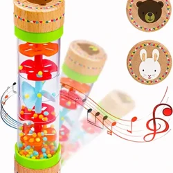 Montessori Baby Rain Stick Rainbow Timeglass Regn Musikk Rangle Baby Pedagogisk Leke Regnmaker Montessori Sanseleker for barn