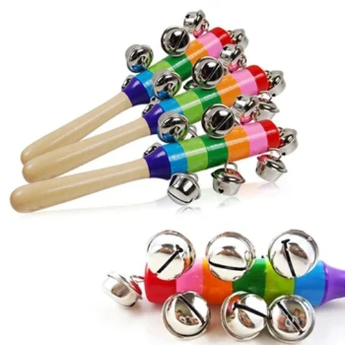 Gratis Pengiriman Colorful Rainbow Hand Held Bell Stick Kayu Perkusi Mainan Musik untuk Pesta KTV Kids Game Grosir Eceran