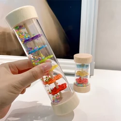 Montessori Baby Rain Stick Rainbow Timeglass Regn Musikk Rangle Baby Pedagogisk Leke Regnmaker Montessori Sanseleker for barn