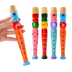 1 Pc Liʻiliʻi Wooden Colorful Piccolo Flute no nā kamaliʻi e aʻo ana i ka Rhythm Musical Instrument Education Early Music Sound Toys no nā keiki.