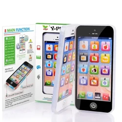 Kanner Simulatioun Telefon Baby Musical Fréi Educatioun Spillsaachen Englesch Léieren Handy mat Liicht Sound Mobile Vocal Toy