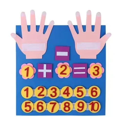 Anak-anak Montessori Felt Finger Numbers Math Toys Anak-anak Ngitung Preschool Learning Awal Papan Pendidikan Kanggo Balita