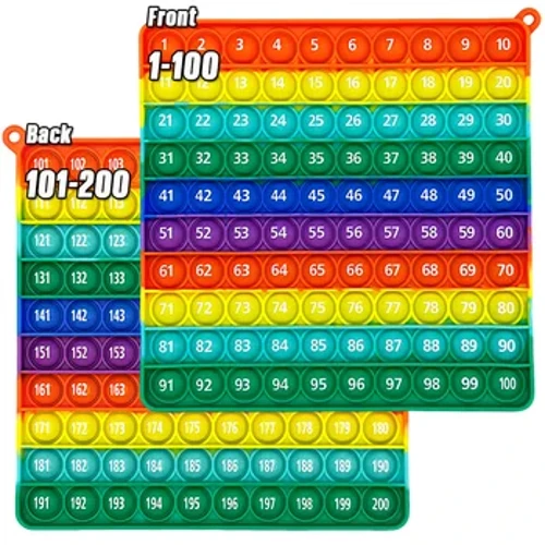 1-200 Uimhreacha ag Comhaireamh Bréagán Math Fidget Pop, Rainbow Silicone Push Bubble Bréagáin Oideachais Matamaitice do Pháistí Réamhscoile
