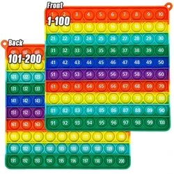 1-200 Številke Številke Math Fidget Pop Igrače, Rainbow Silikonski Push Bubble Izobraževalne Matematične Igre Igrače za predšolske otroke