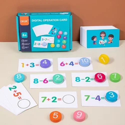 Barn Montessori Math Leksaker Räknekort Matchande Spel Addition Subtraktion Parish Tidiga Pedagogiska Räkneleksaker för barn