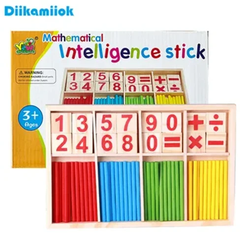 Vaikų mediniai matematiniai žaislai vaikams Montessori Mokomieji mokymosi skaičių Skaičiavimo pagaliukai Vaikų darželis Matematikos mokymo priemonės