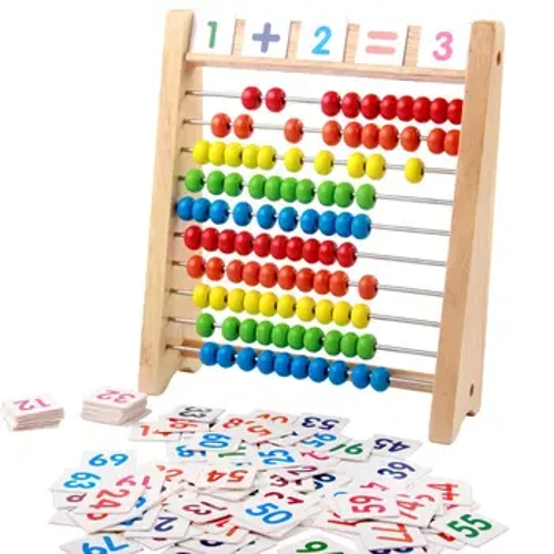 Classico giocattolo educativo in legno di conteggio 100 perline Giocattoli per l'apprendimento della matematica in età prescolare Numero Montessori Abaco aritmetico Regalo del bambino