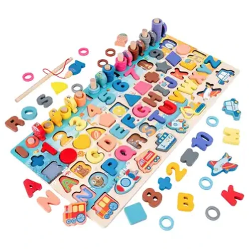 Montessori Giocattoli in legno Bambini Tavolo occupato Matematica animale Pesca Numeri Corrispondenza Forma digitale Giocattoli educativi per bambini Regali