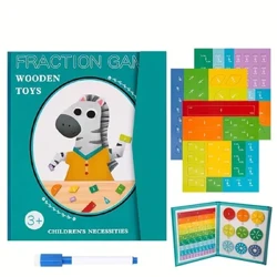 Plant Ffracsiwn Magnetig yn Dysgu Teganau Math Set Llyfr Ffracsiwn Pren Cymhorthion Addysgu Plwyf Dysgu Rhifyddeg Teganau Addysgol