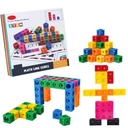 Montessori matematične igrače 10 barv Rainbow Link Cubes Snap Blocks Stacking Game Izobraževalne učne igrače za otroke Diy 3D Puzzle