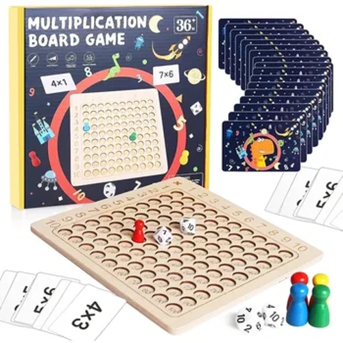 Montessori Multiplication Board Game Math Wooden Laruan Mga Bata Pag -aaral ng Talahanayan ng Pang -edukasyon na may mga Flash Card Nagbibilang ng Mga Tulong sa Pagtuturo