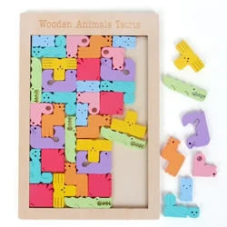 Posau Pren Creadigol 3D Patrwm Anifeiliaid Tangram Teganau Math Plant Cyn-ysgol Tegan Babanod Addysgol Deallusol