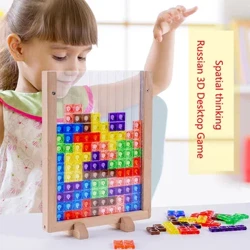 Creativ tridimensional тетрис Joc de birou 3D rusesc Tangram Jucării matematice Blocuri de construcție Tablou educațional pentru copii