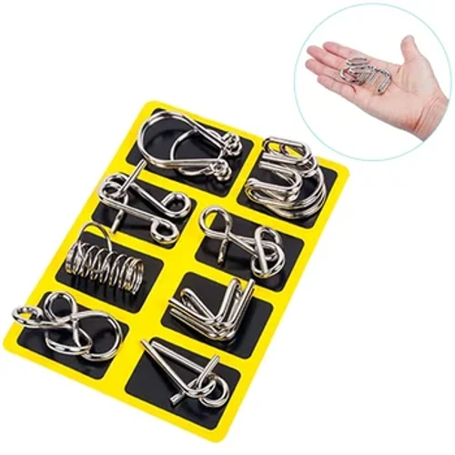 8 Pcs/Set Metal Montessori Puzzle Wire IQ Mind Brain Teaser Puzzleak Helduen Joko Interaktiboa Reliever Jostailu Hezigarriak