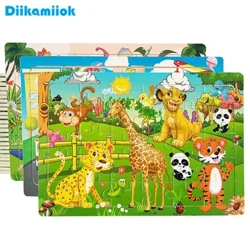 30 piraso ng kahoy na jigsaw puzzle mga bata cartoon hayop na mga puzzle laro laro ng sanggol maagang pag -aaral ng mga laruan sa pang -edukasyon para sa mga bata