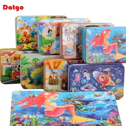 Mga bagong bata 60 piraso ng kahoy na puzzle bata cartoon hayop sasakyan kahoy toy jigsaw sanggol maagang pang -edukasyon para sa mga laruan ng regalo sa pasko